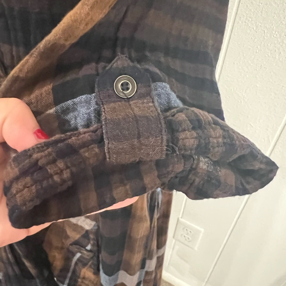 Chelsea & Theodore Brown and Blue Plaid Long Sleeve Dress - Picture 6 of 9